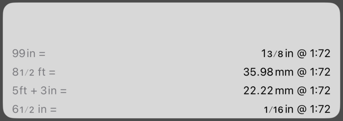 History tape listing past conversions and calculations