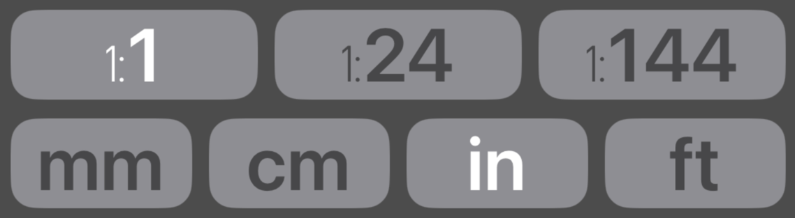 Measurement scale and unit buttons