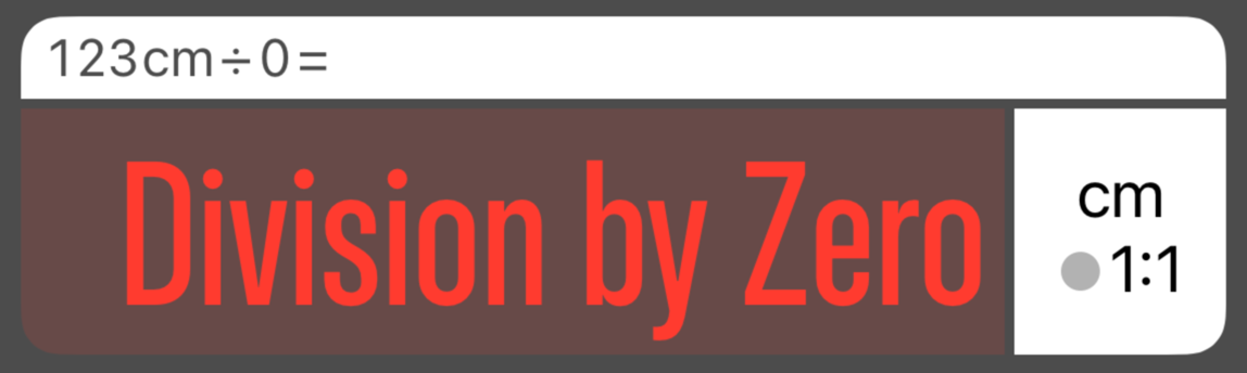 Result display showing a calculation error