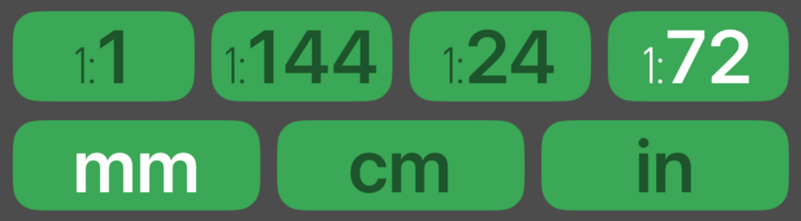 Result scale and unit buttons