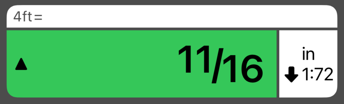 Rounding indicator shown next to a fraction result