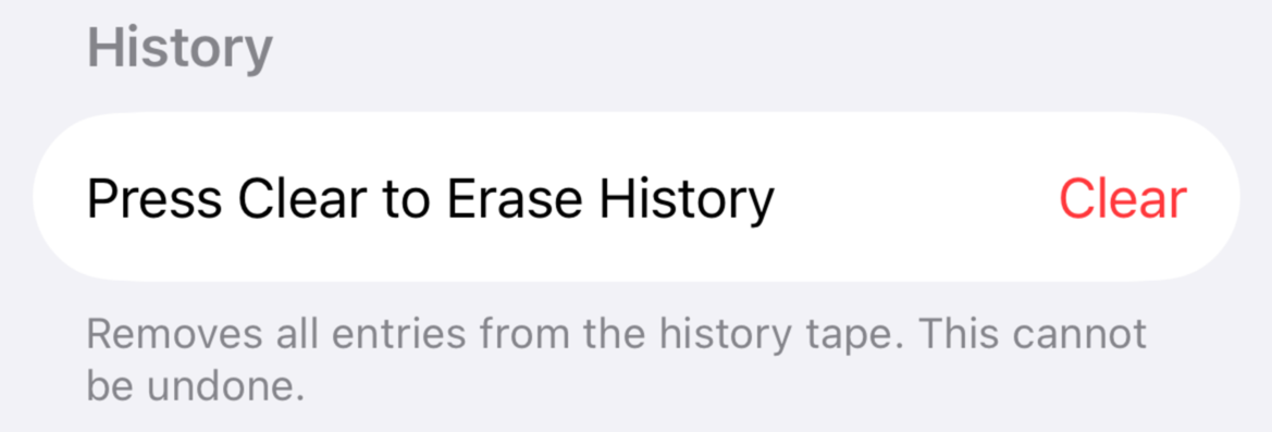 Clear history option