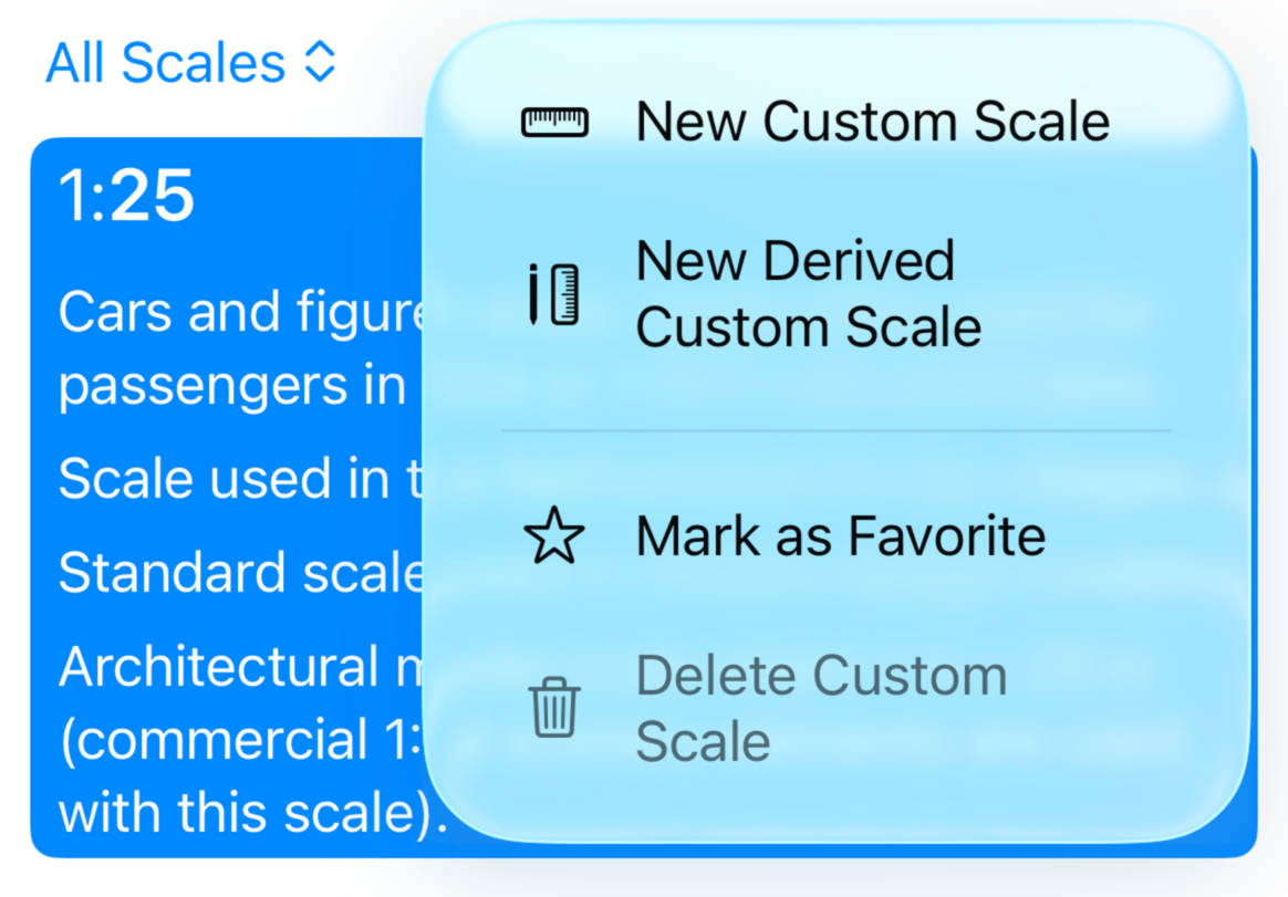 Marking a scale as a favorite with a gold star
