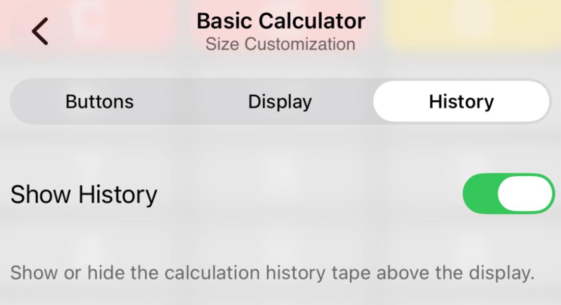 History tape visibility toggle
